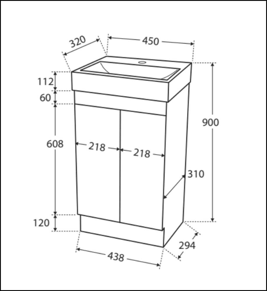 Fienza Minime-Set Mini Me 450Mm White Vanity Unit - Special Order Units