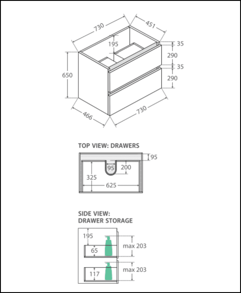 Fienza Quest Tcl75Q Manu 750Mm White Wall Hung Vanity Unit - Special Order Units