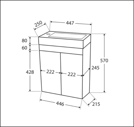Fienza Ralph 4525Wall White 450Mm Vanity Unit Wall Hung - Special Order Units