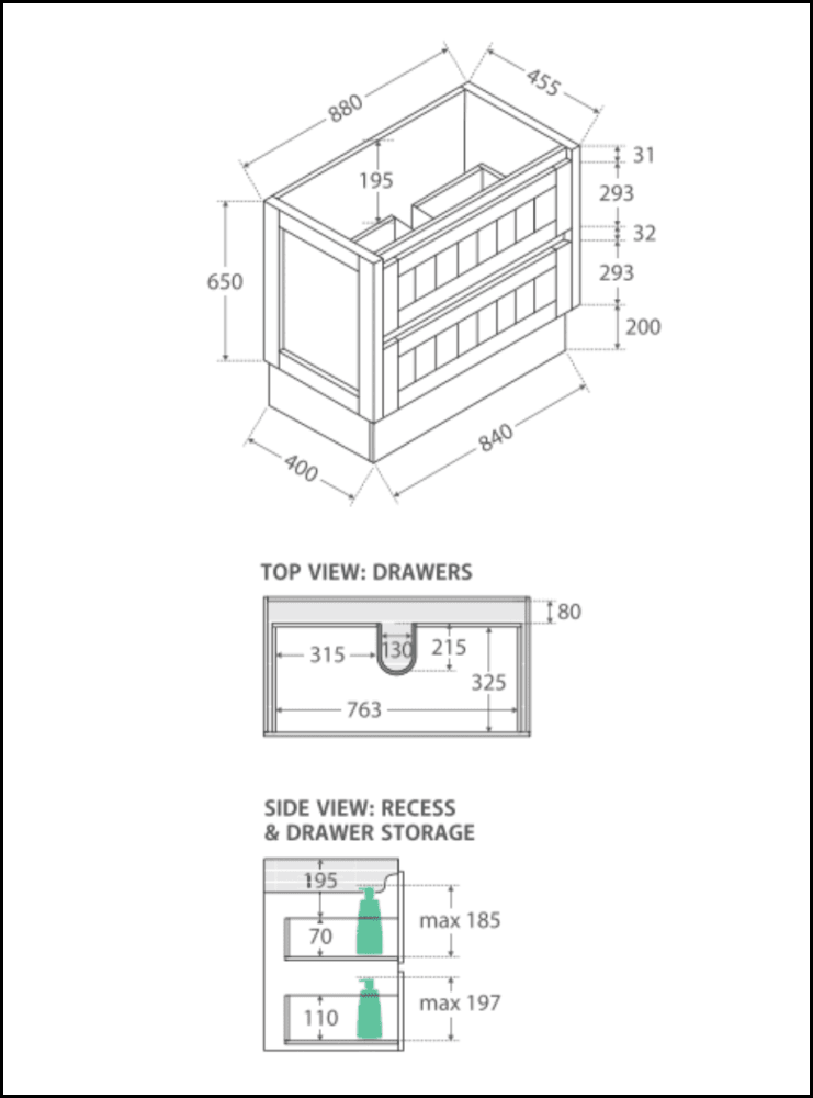 Fienza Rotondo 900Mm Rot90Tk Hampton White Vanity Unit On Kickboard - Special Order Units