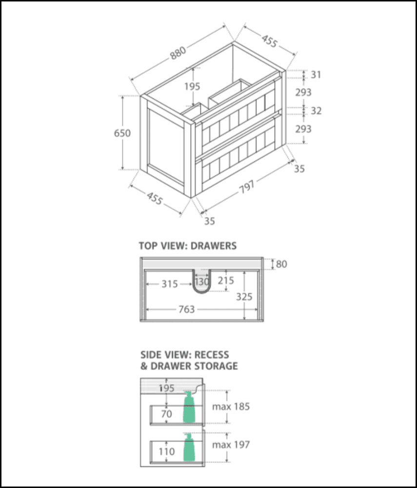 Fienza Rotondo Hampton Rot90T 900Mm White Wall Hung Vanity Unit - Special Order Units