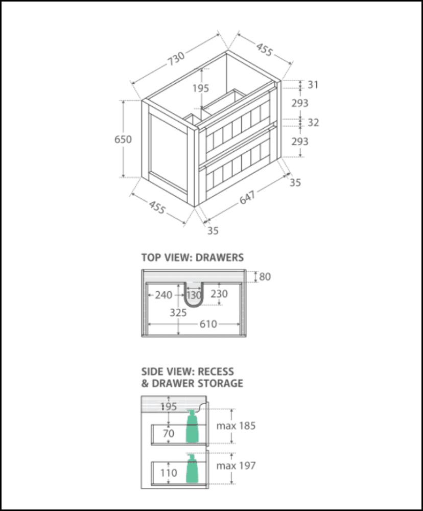 Fienza Rotondo Rot75T Hampton 750Mm Wall Hung Vanity Unit White - Special Order Units