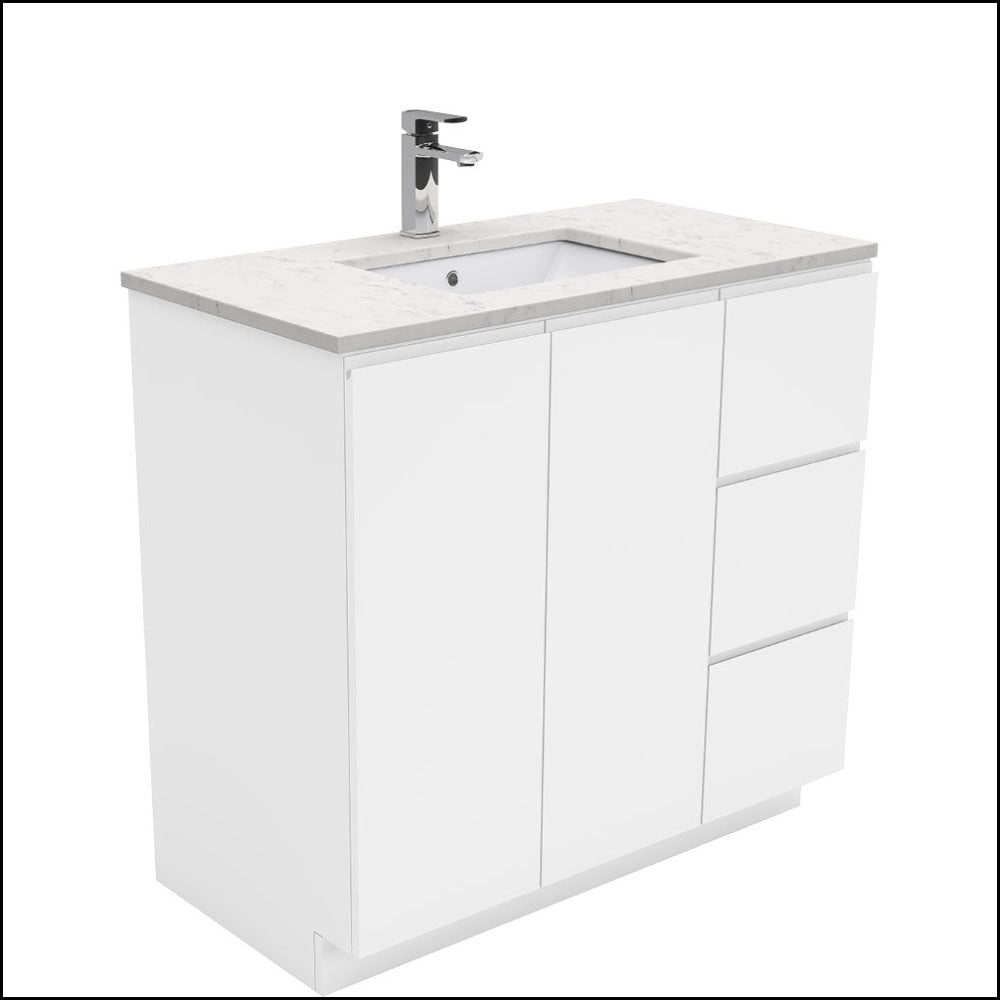 Fienza Sarah 900Mm Si90C Bianco Marble Vanity Unit Fingerpull With Kickboard White - Special Order