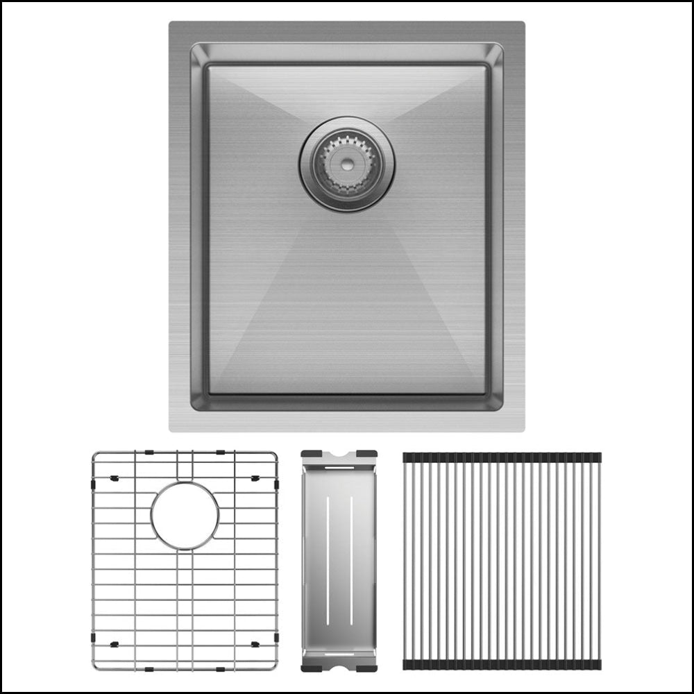 Fienza Single Bowl Kitchen Sink Kit - Stainless Steel 68400Kit Top Mounted Sinks