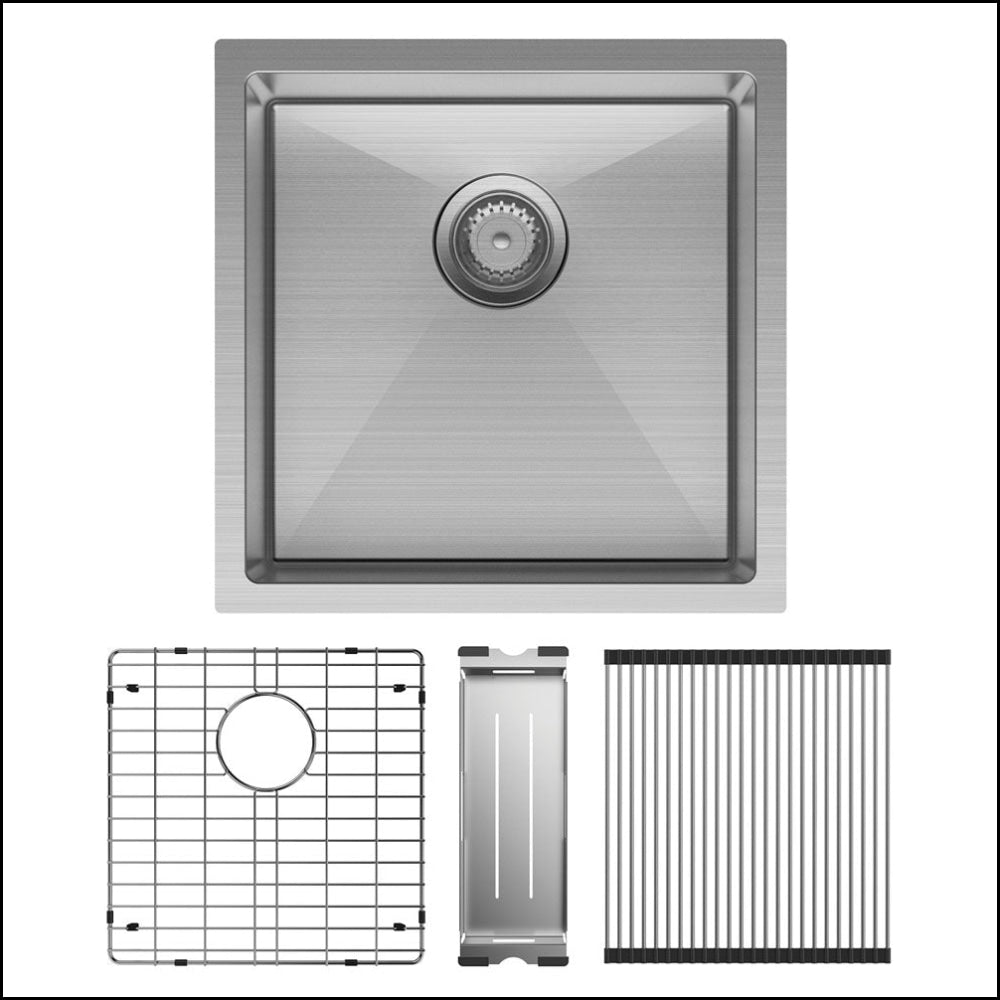 Fienza Single Bowl Kitchen Sink Kit - Stainless Steel 68401Kit Top Mounted Sinks