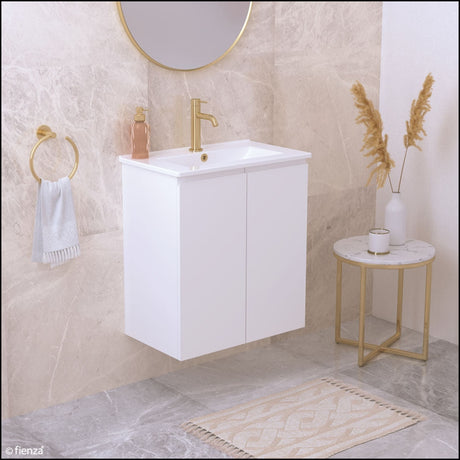Fienza Siska 60Df Slim 600Mm White Wall Hung Vanity Unit Satin- Special Order Units