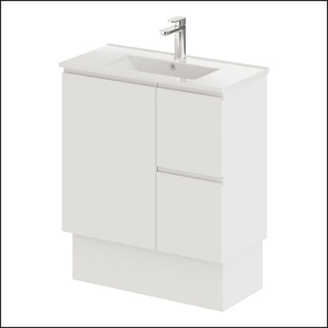 Fienza Siska 75Dfkr Slim 750Mm Satin White Vanity Unit With Kickboard Right Drawers - Special Order