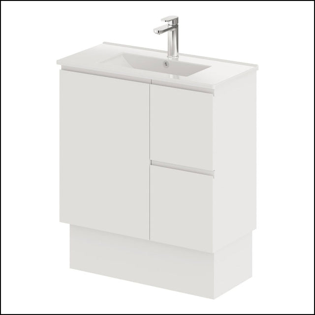 Fienza Siska 75Dfkr Slim 750Mm Satin White Vanity Unit With Kickboard Right Drawers - Special Order