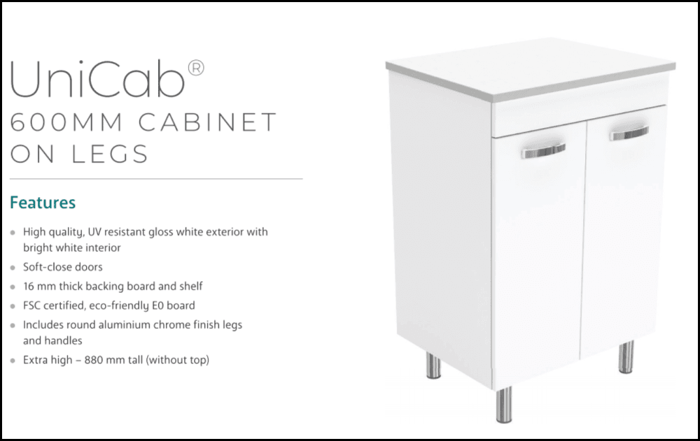 Fienza Tcl60Nkw Dolce 600Mm White Vanity With Kicker - Special Order Units