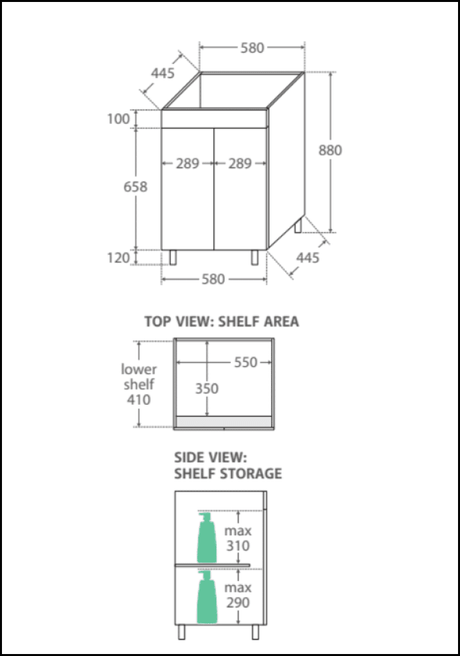 Fienza Tcl60Nkw Dolce 600Mm White Vanity With Kicker - Special Order Units