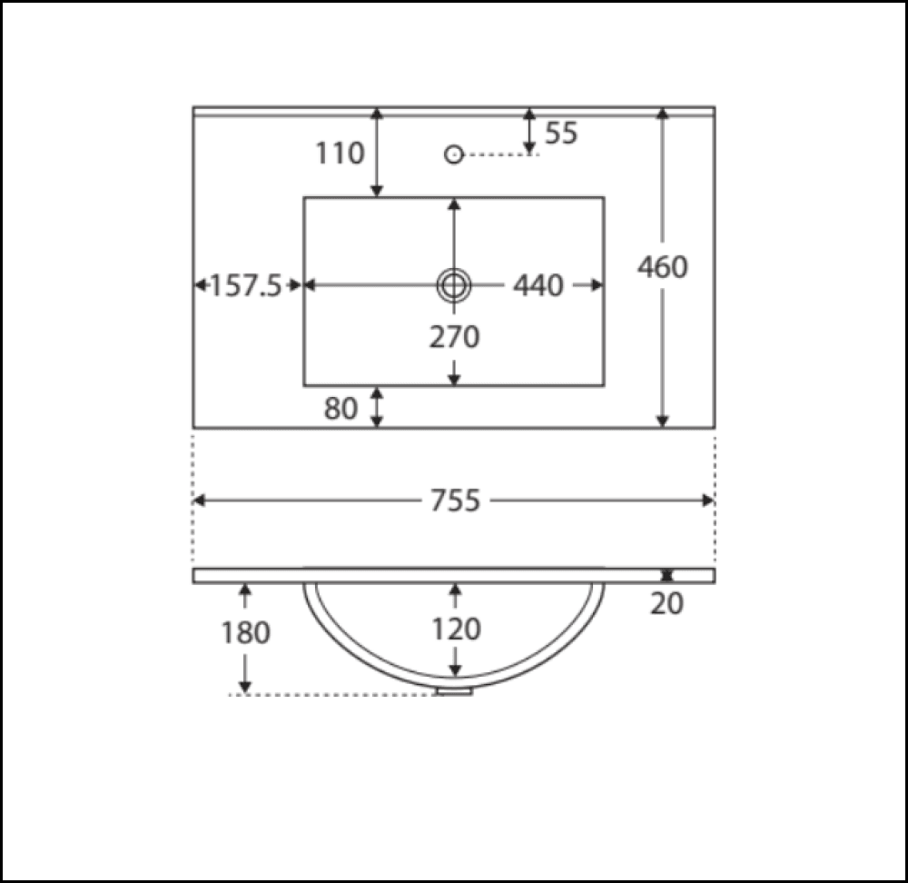 Fienza Tclb75Cl 750Mm Dolce Matte Black Fingerpull Gloss White Vanity On Kickboard Left Drawers -