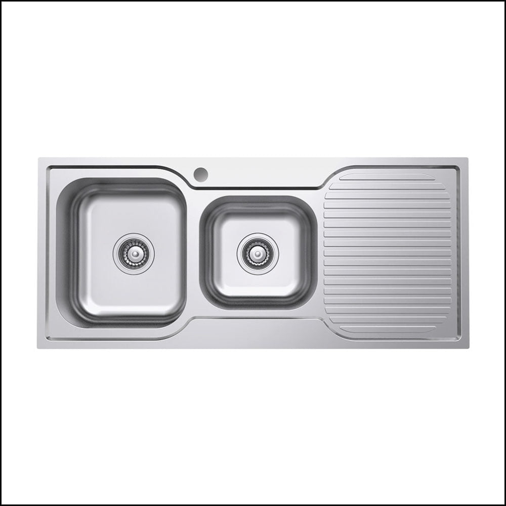 Fienza Tiva 1080 1.75 Kitchen Sink With Drainer Left Bowl 68106L - Special Order Top Mounted Sinks
