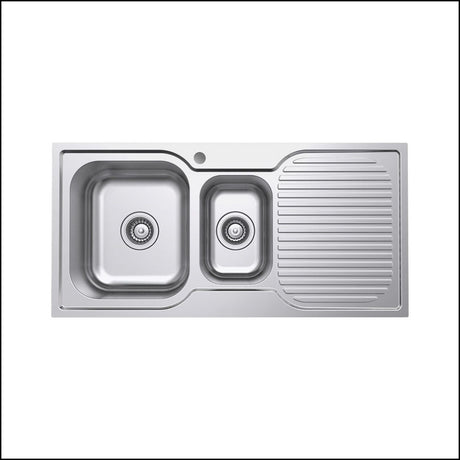 Fienza Tiva 68105L Double Left Hand Bowl Stainless Steel Sink - Special Order Top Mounted Kitchen
