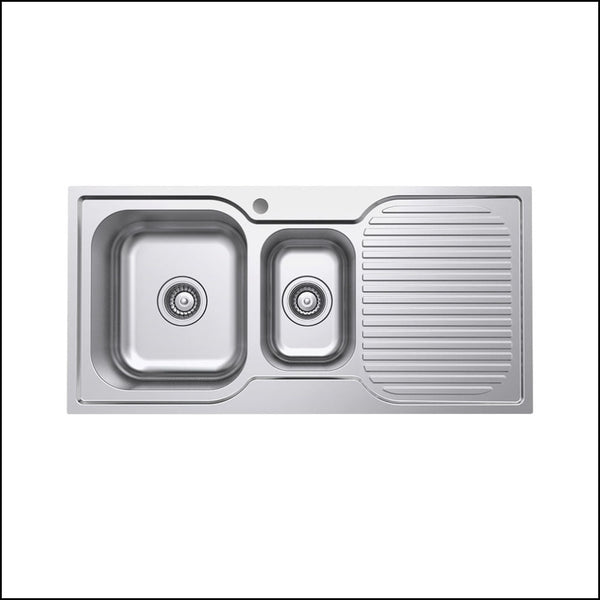 Fienza Tiva 68105L Double Left Hand Bowl Stainless Steel Sink - Special Order Top Mounted Kitchen