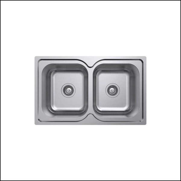Fienza Tiva 780 Double Kitchen Sink No Tap Hole 68108 Top Mounted Sinks