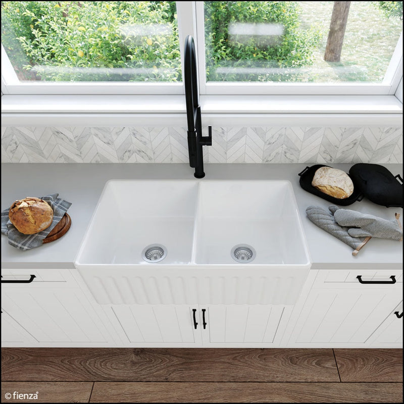 Fienza Winston 68702 Double Butler Sink White 838X483X254Mm - Special Order Kitchen Sinks