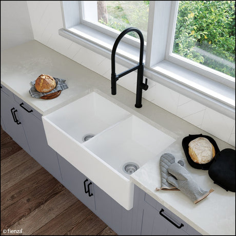 Fienza Winston 68702 Double Butler Sink White 838X483X254Mm - Special Order Kitchen Sinks