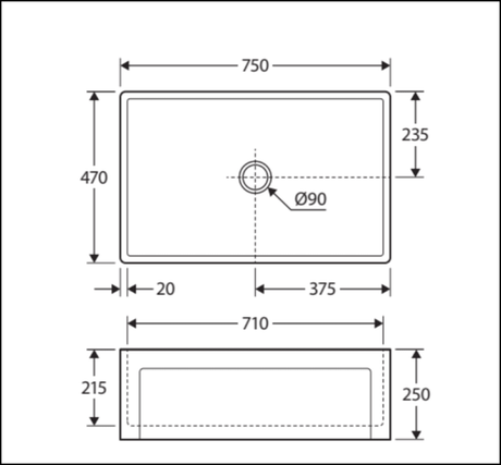 Fienza Winston 68703 Single Butler Sink Medium White 750X470X250Mm - Special Order Kitchen Sinks