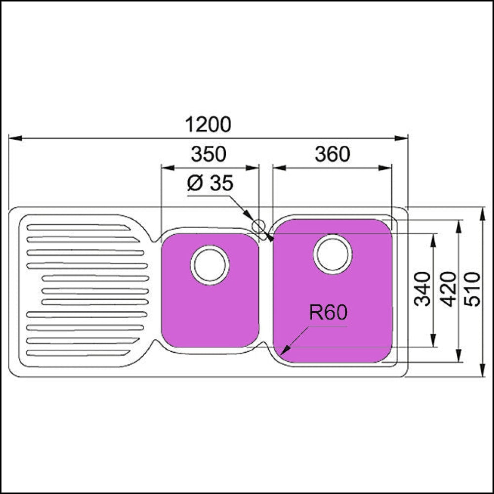 Franke PFX621RHD 1 and 3/4 Stainless Steel Sink SA Appliance Warehouse