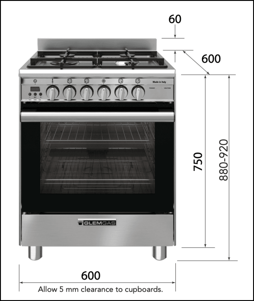 Glem Gb664Gg 60Cm Stainless Steel Italian Made Gas Stove