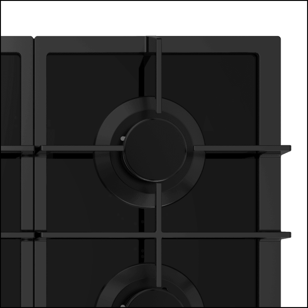 Inalto Icgg755W 75Cm Gas On Black Glass Cooktop With Wok Burner