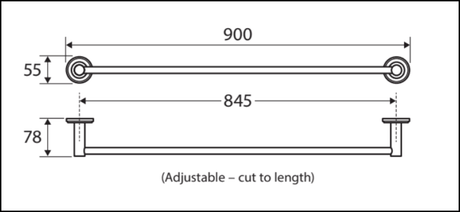Kaya 900Mm Single Towel Rail Chrome 82801 Bathroom Accessories