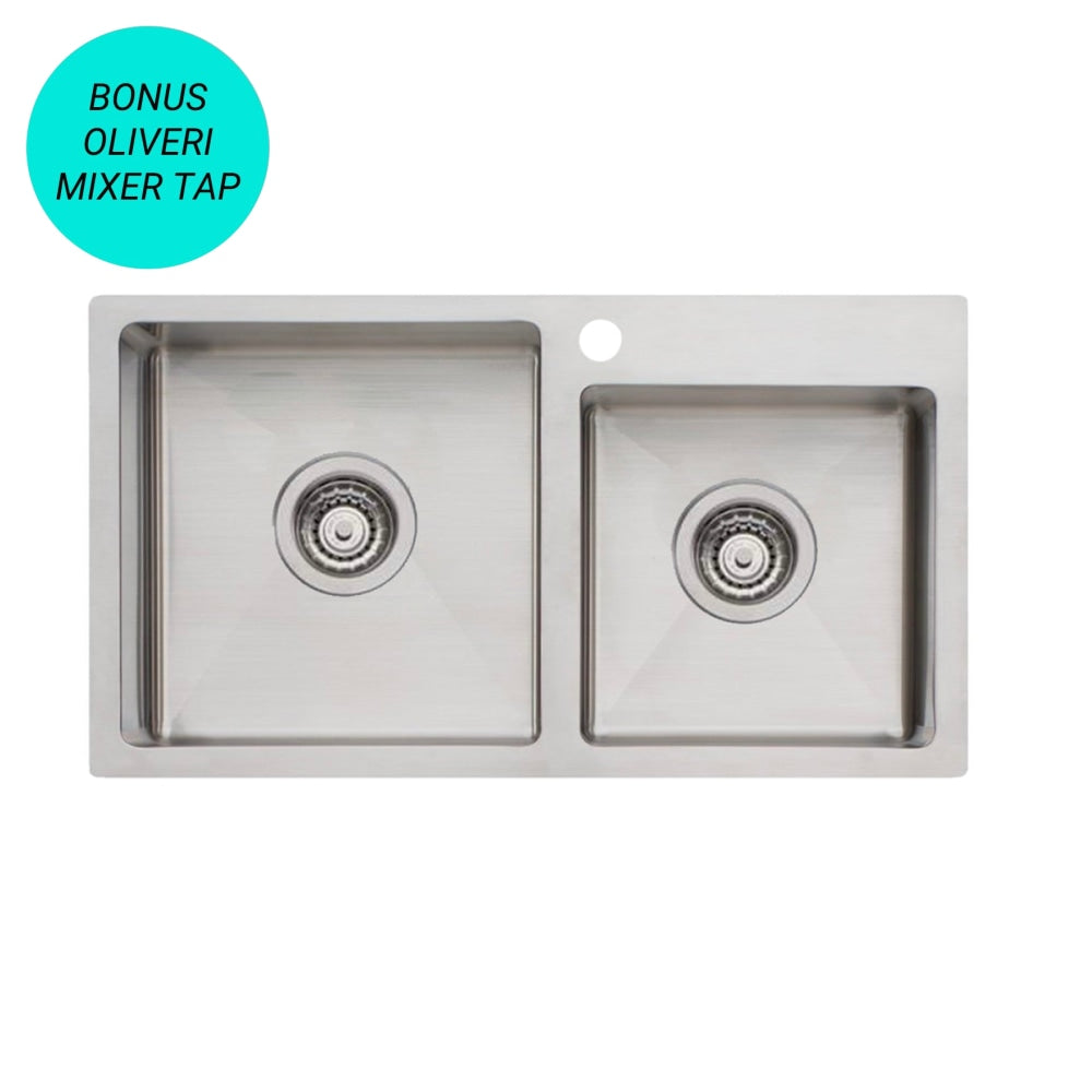 Kubik 7040 Stainless Steel 1 & 3/4 Sink - Suits Narrow Bench Tops Top Mounted Kitchen Sinks