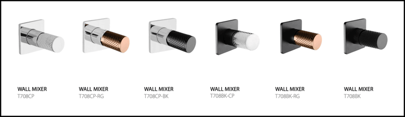 Linkware Gabe Wall Mixer Chrome/Black T708Cp-Bk Bathroom Mixers
