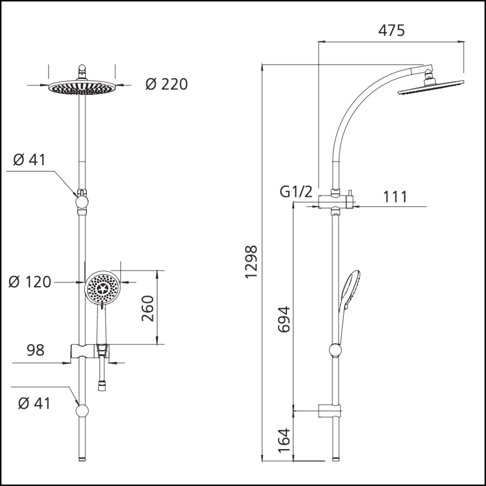 Oliveri Copenhagen Co10012Mb Matte Black Dual Shower Set Showers