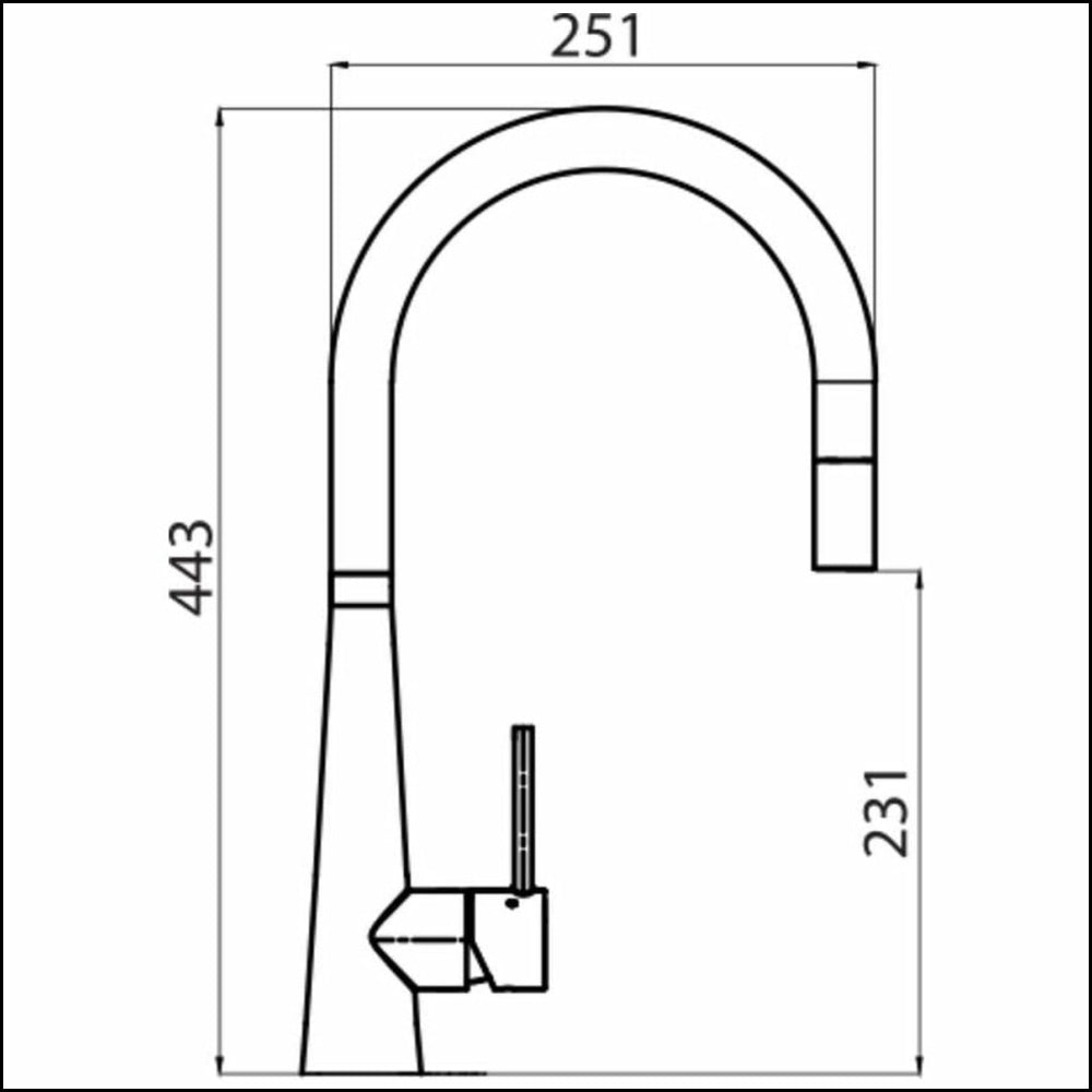 Oliveri Essente Ss2525-Gm Goose Neck Pull Out Mixer Tap Gunmetal Kitchen Taps