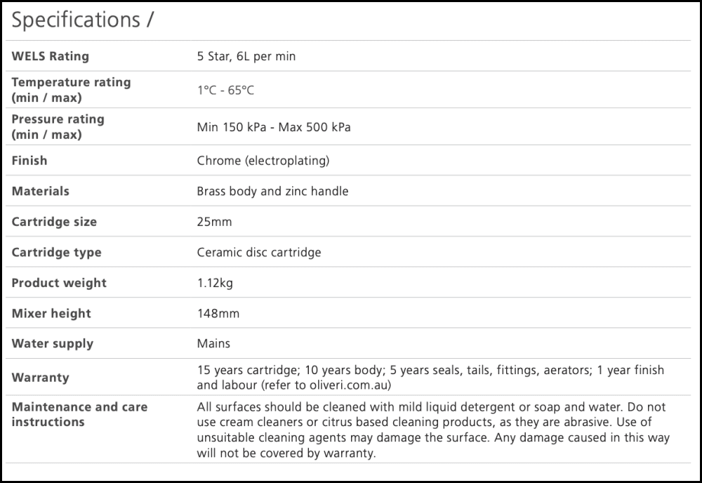 Oliveri London Lon903500Cr Chrome Basin Mixer Mixers