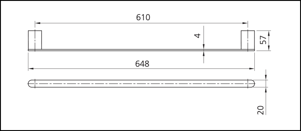 Oliveri Ma824C26Cr Madrid Chrome Single Towel Rail 650Mm Bathroom Accessories
