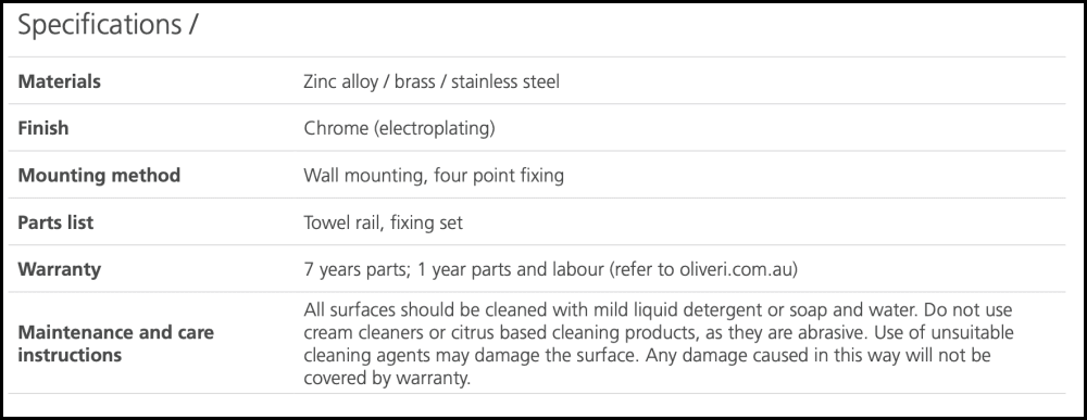 Oliveri Ma824E26Cr Madrid Chrome Double Towel Rail 650Mm Bathroom Accessories