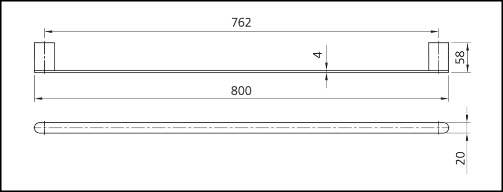 Oliveri Ma830A07Bn Madrid Brushed Nickel Single Towel Rail 800Mm Bathroom Accessories