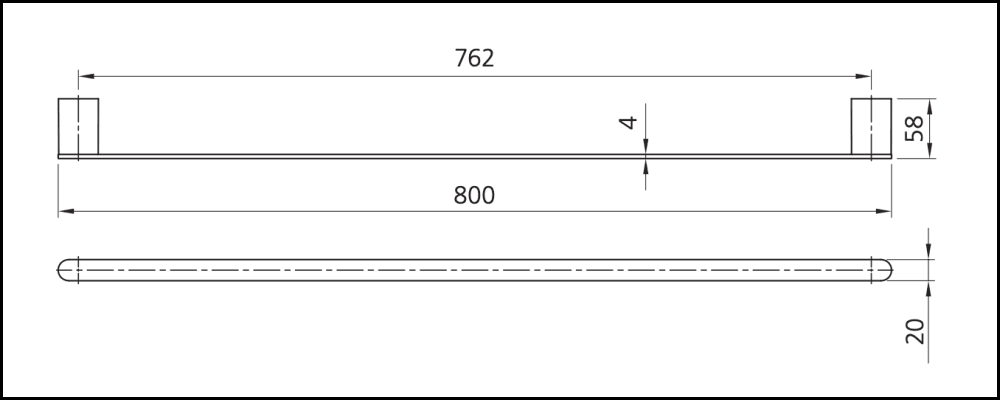 Oliveri Ma830A26Cr Madrid Chrome Single Towel Rail 800Mm Bathroom Accessories
