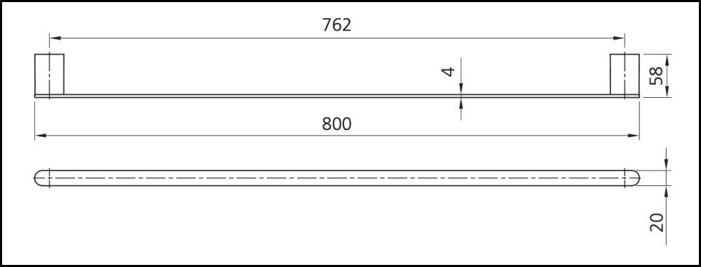 Oliveri Ma830Ac3Mb Madrid Matte Black Single Towel Rail 800Mm Bathroom Accessories