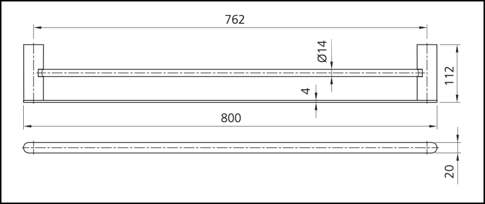 Oliveri Ma830B07Bn Madrid Brushed Nickel Double Towel Rail 800Mm Bathroom Accessories