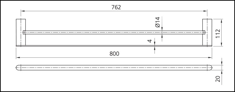 Oliveri Ma830B26Cr Madrid Chrome Double Towel Rail 800Mm Bathroom Accessories