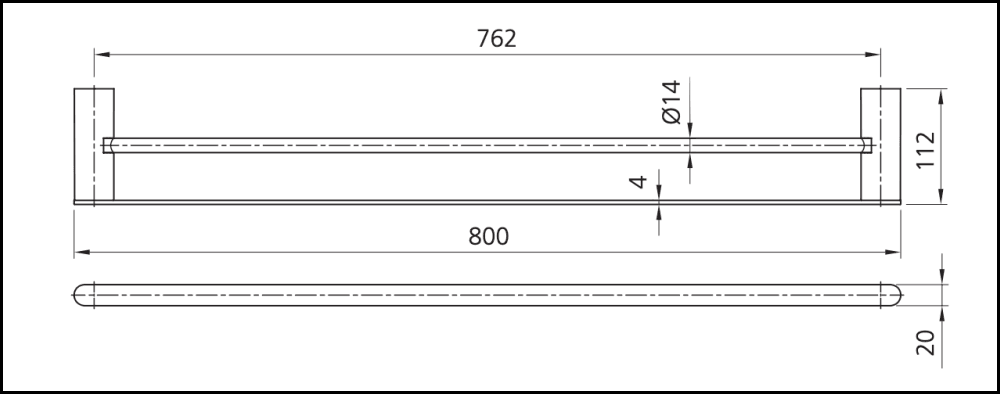 Oliveri Ma830Bc3Mb Madrid Matte Black Double Towel Rail 800Mm Bathroom Accessories