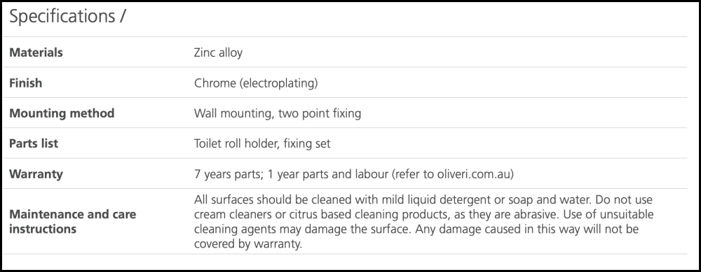 Oliveri Ma855D26Cr Madrid Chrome Toilet Roll Holder Bathroom Accessories