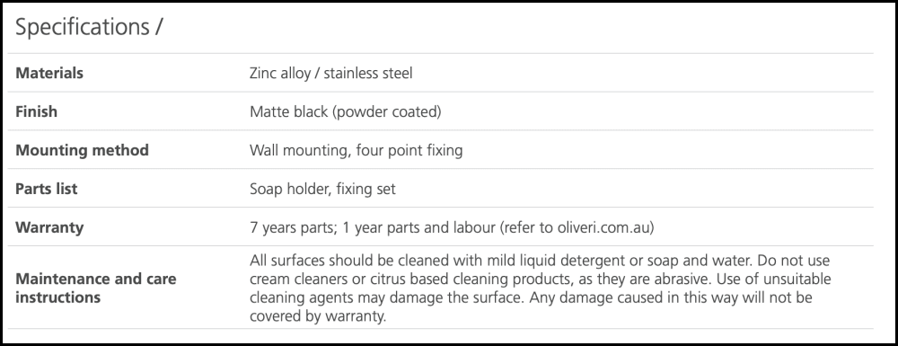 Oliveri Ma859Fc3Mb Madrid Matte Black Soap Holder With Shelf Bathroom Accessories