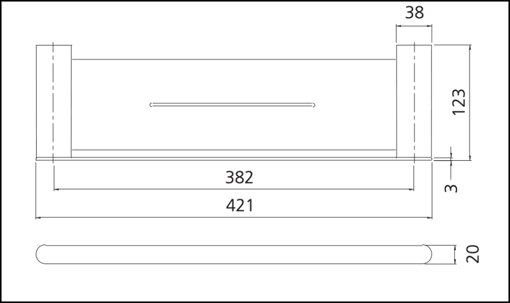 Oliveri Ma891A07Bn Madrid Brushed Nickel Metal Shelf 420Mm Bathroom Accessories
