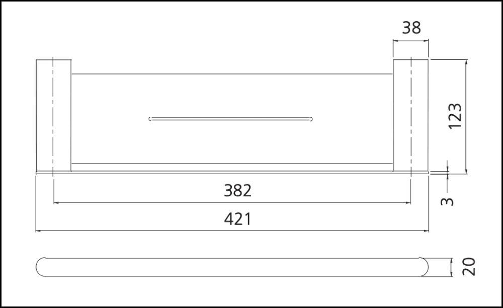 Oliveri Ma891A26Cr Madrid Chrome Metal Shelf 420Mm Bathroom Accessories