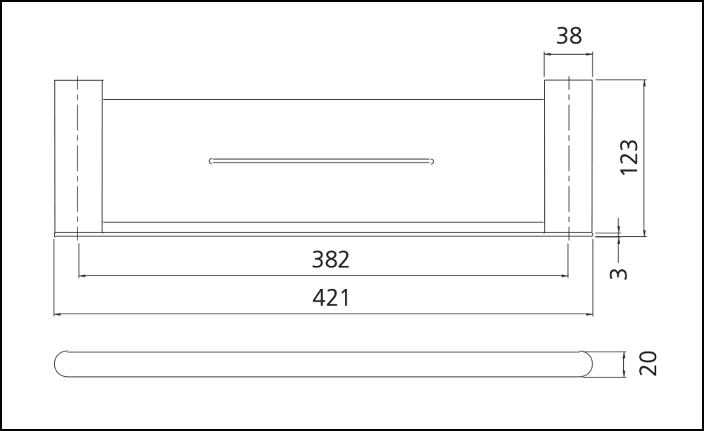 Oliveri Ma891Ac3Mb Madrid Matte Black Metal Shelf 420Mm Bathroom Accessories