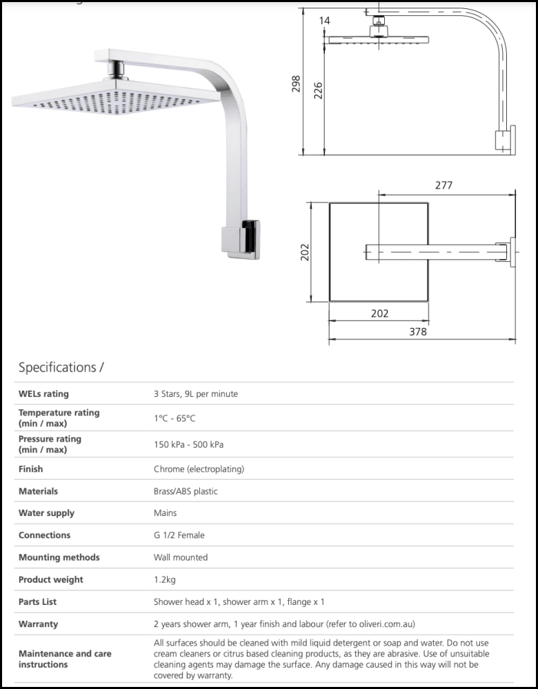 Oliveri Mo0009Hrcr Monaco Chrome High Rise Shower Showers