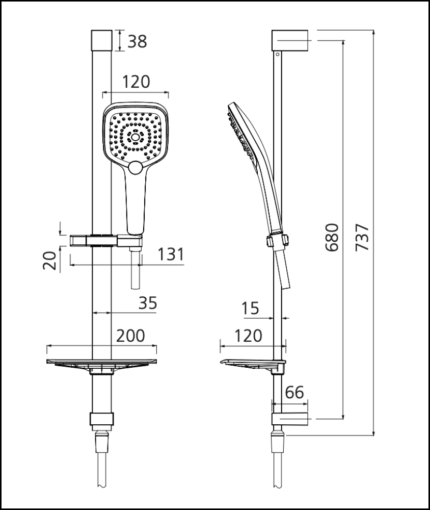 Oliveri Monaco Mo168013Bn Brushed Nickel Hand Shower With Rail - Special Order Showers