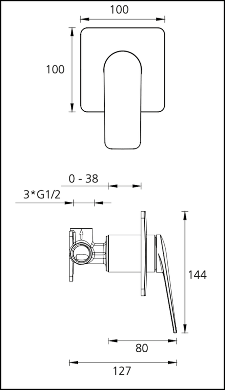 Oliveri Pa100500Cr Paris Chrome Wall Mixer Bathroom Mixers