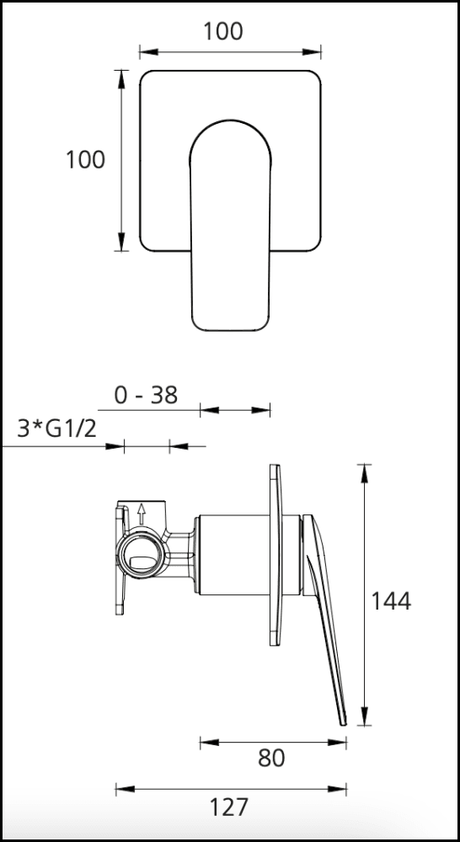 Oliveri Pa100516Mb Paris Matte Black Wall Mixer Bathroom Mixers
