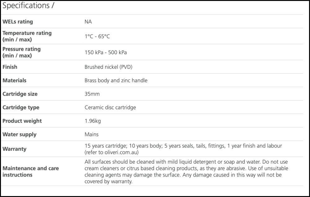 Oliveri Pa101500Bn Paris Brushed Nickel Wall Mixer With Diverter Bathroom Mixers