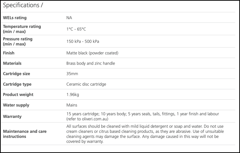 Oliveri Pa101516Mb Paris Matte Black Wall Mixer With Diverter Bathroom Mixers